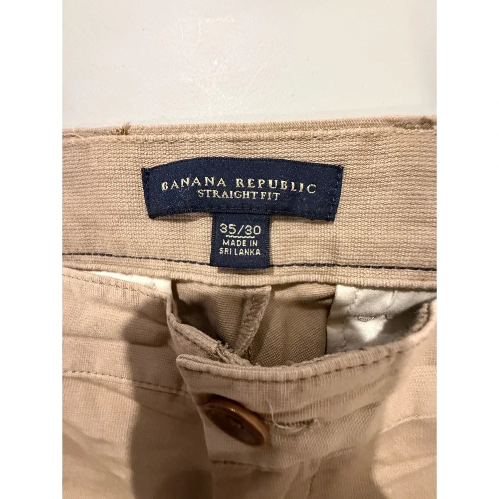 Banana Republic Mens 35x30 Straight Fit Chino Pants Khaki Tan Cotton RN 54023